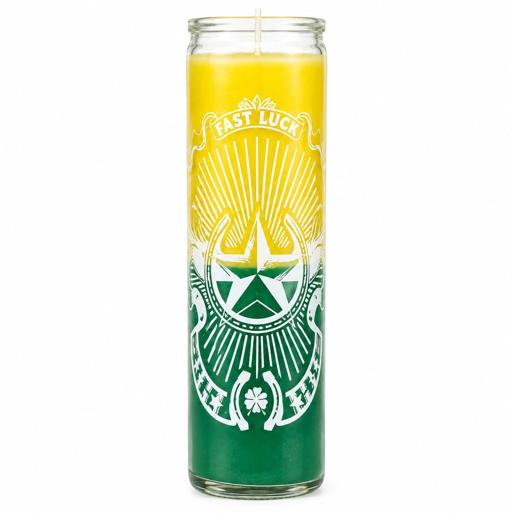 Fast Luck 7 Day Prayer Candle, Yellow and Green Multicolor, Spiritual Ritual Candle