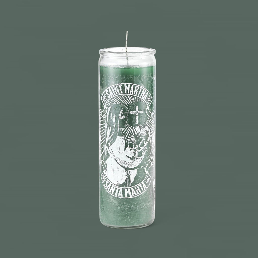 Saint Martha 7-Day Prayer Candle, Green, Glass Jar, Santa Marta Devotional