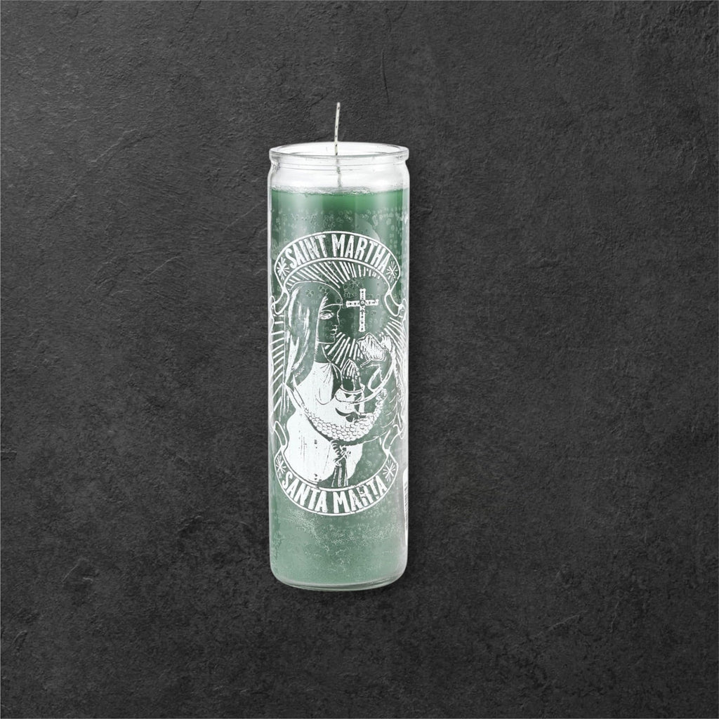 Saint Martha 7-Day Prayer Candle, Green, Glass Jar, Santa Marta Devotional