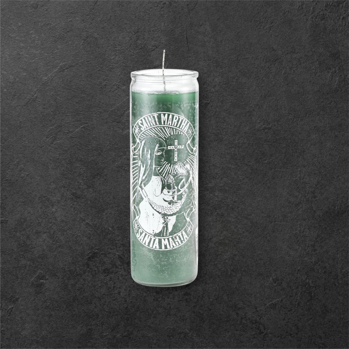 Saint Martha 7-Day Prayer Candle, Green, Glass Jar, Santa Marta Devotional