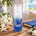Yemaya 7-Day Prayer Candle White and Blue Glass Devotional