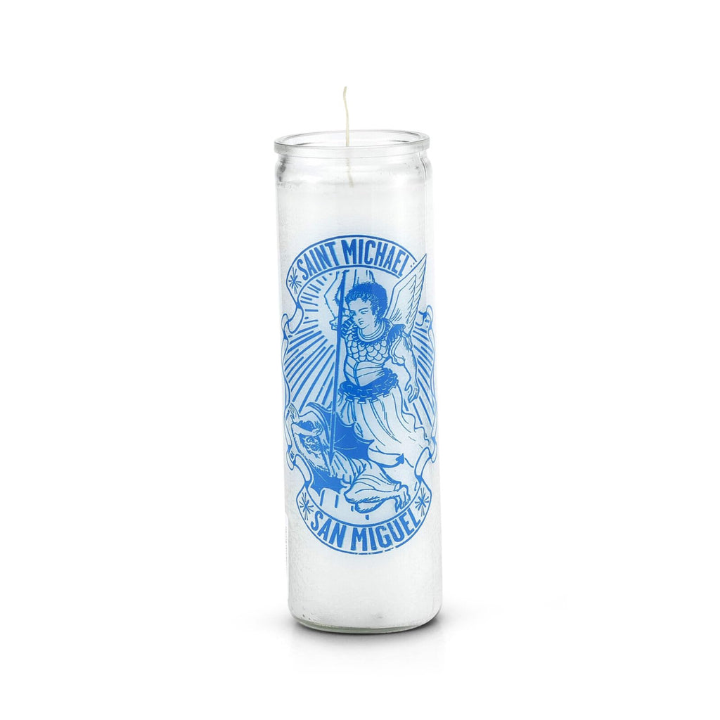 Saint Michael 7 Day Devotional Prayer Candle, White, Glass Jar, Spiritual Protection