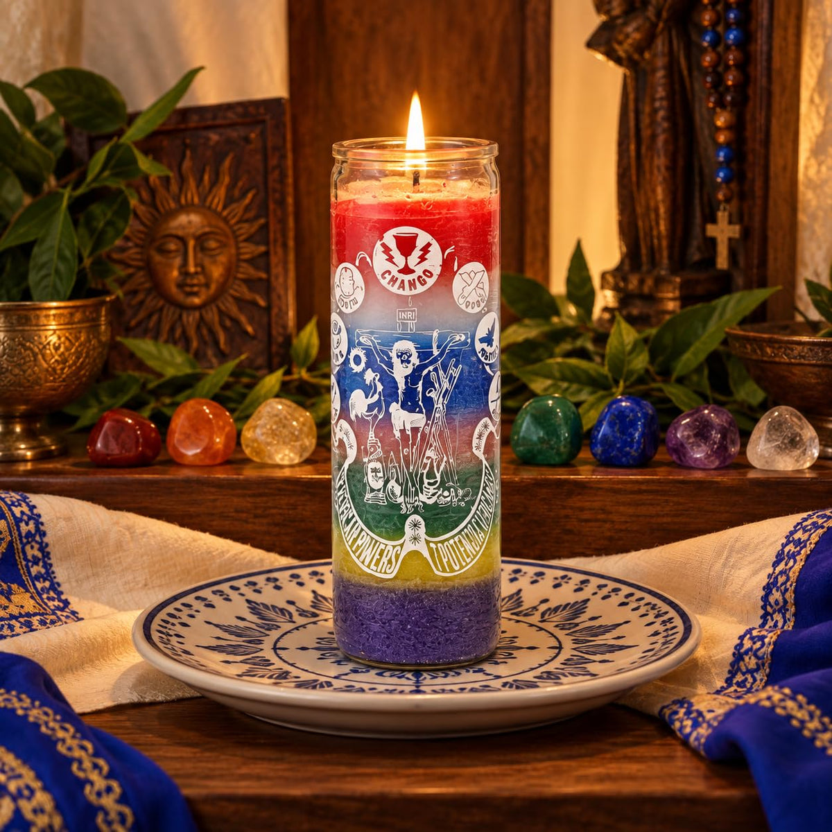 7 Day 7 African Powers Candle, Siete Potencias Africanas, Multicolor