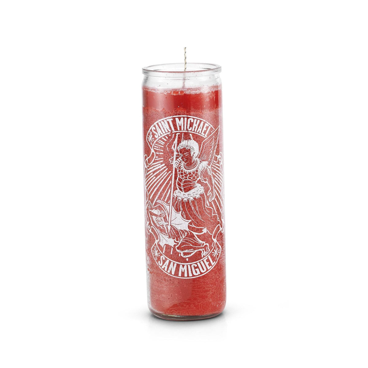 Saint Michael Religious Glass Prayer Candle, 7-Day Devotional