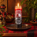 Elegua 7 Day Religious Prayer Candle, Glass Jar with Decorative Spiritual Design, Red and Black Gradient, Traditional Orisha Ritual