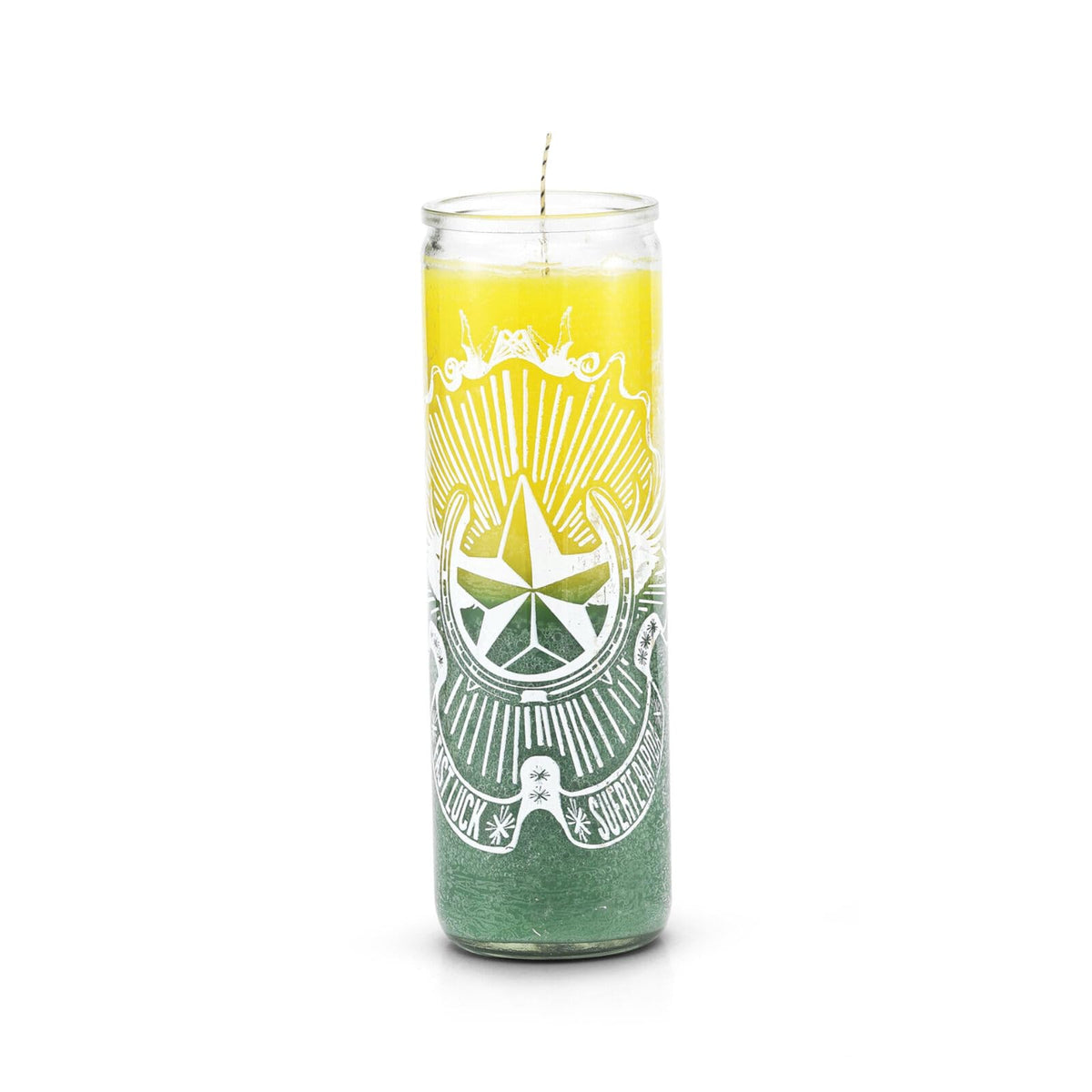 Fast Luck 7 Day Prayer Candle, Yellow and Green Multicolor, Spiritual Ritual Candle