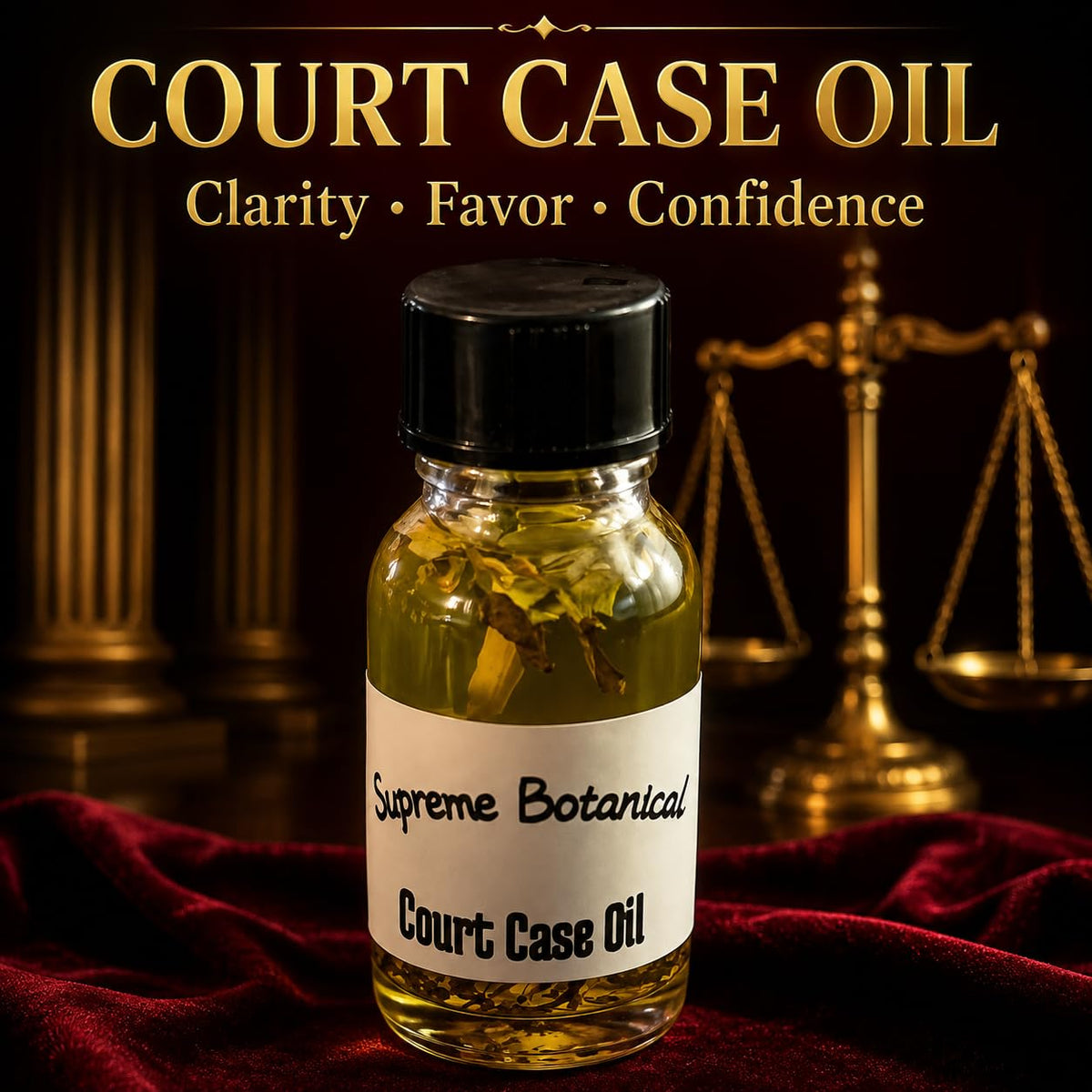 Court Case Oil, Natural Spiritual Oil, Traditional Ritual Formula, Glass Bottle