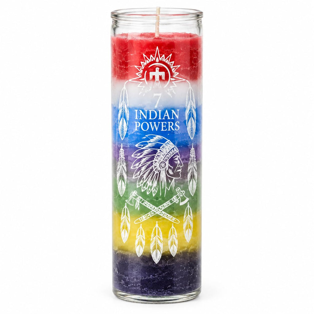 7 Indian Powers Candle, Multicolor, Protection and Spiritual Ritual Use