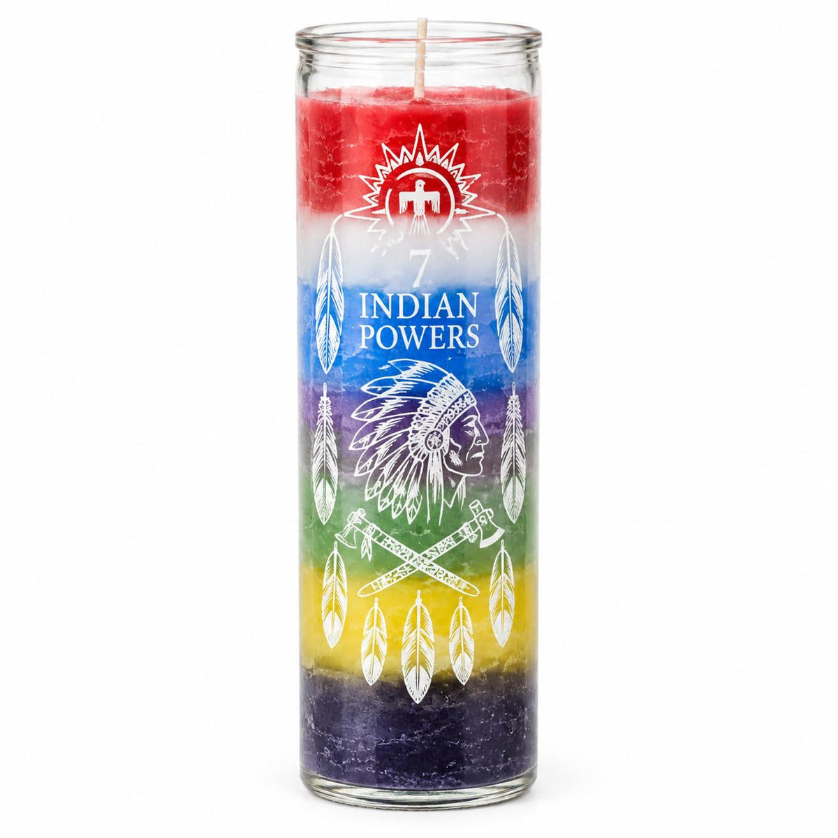 7 Indian Powers Candle, Multicolor, Protection and Spiritual Ritual Use