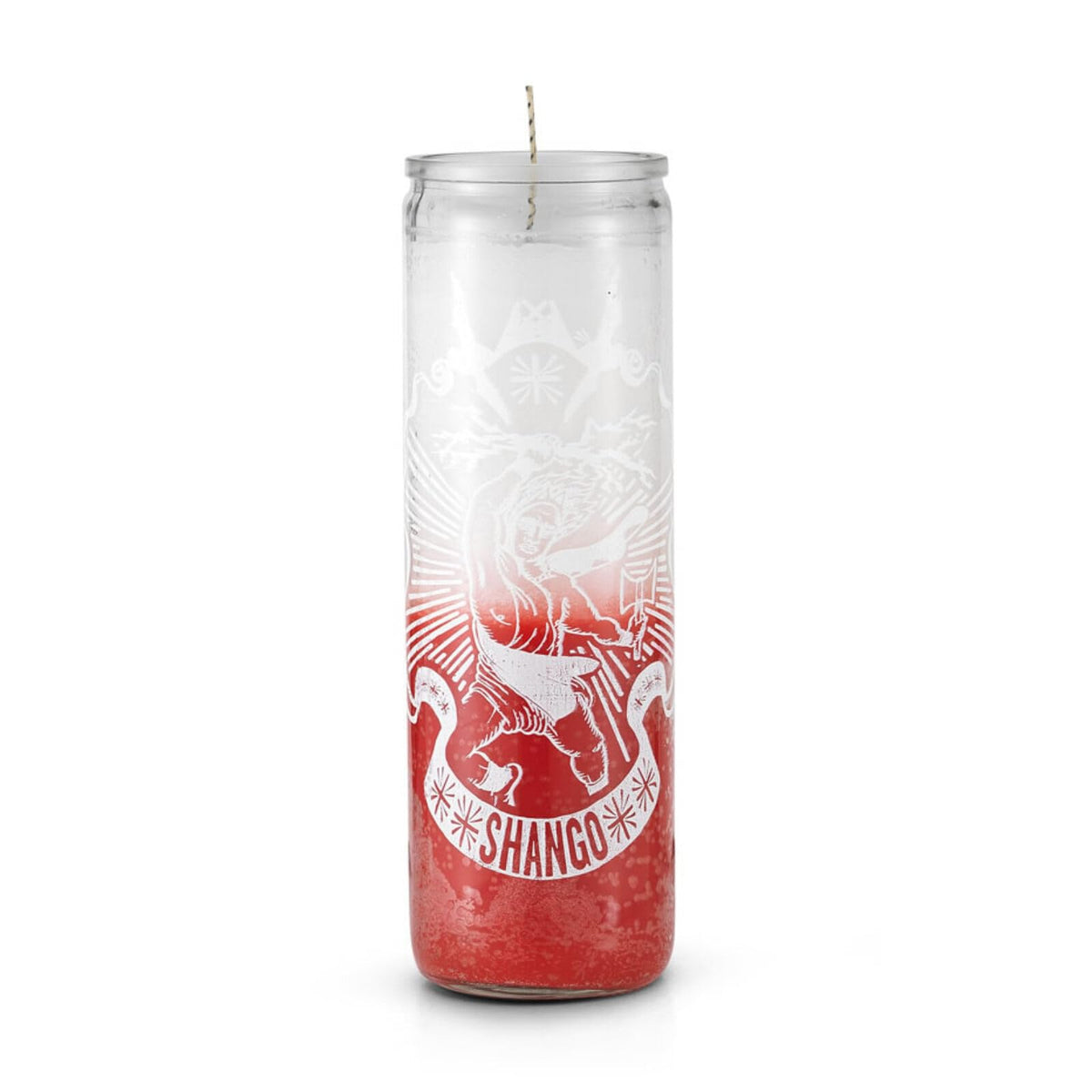 Shango 7 Day Candle, Red and White, Orisha Thunder Warrior King, Justice and Strength Ritual