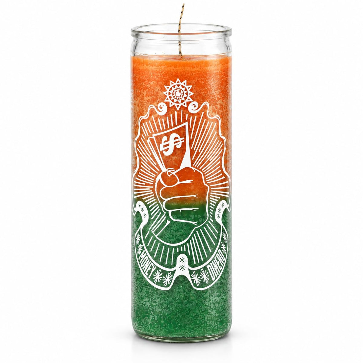 7 Day Money Drawing Candle, Green and Gold, Wealth Attraction, Financial Prosperity, Abundance Ritual