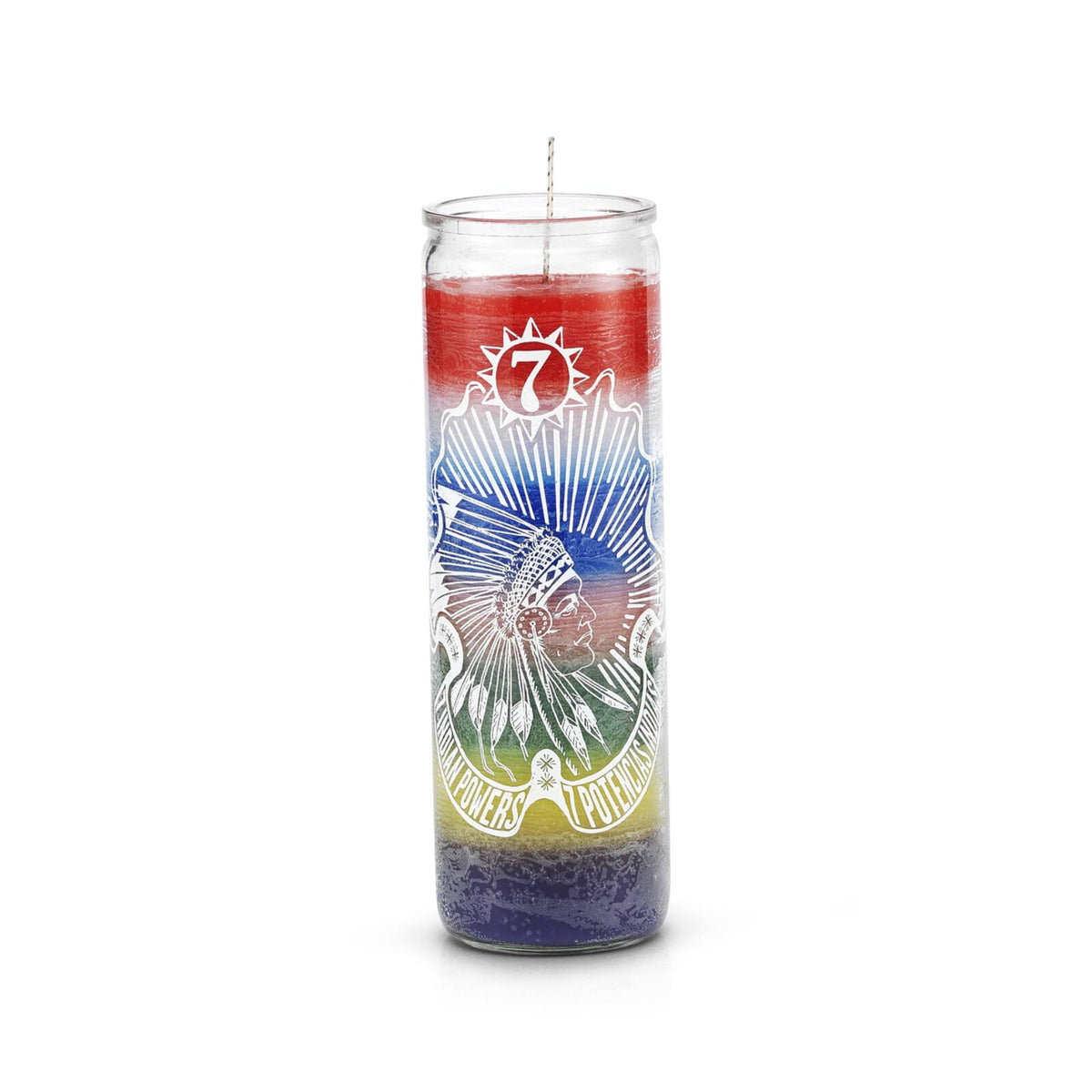 7 Indian Powers Candle, Multicolor, Protection and Spiritual Ritual Use