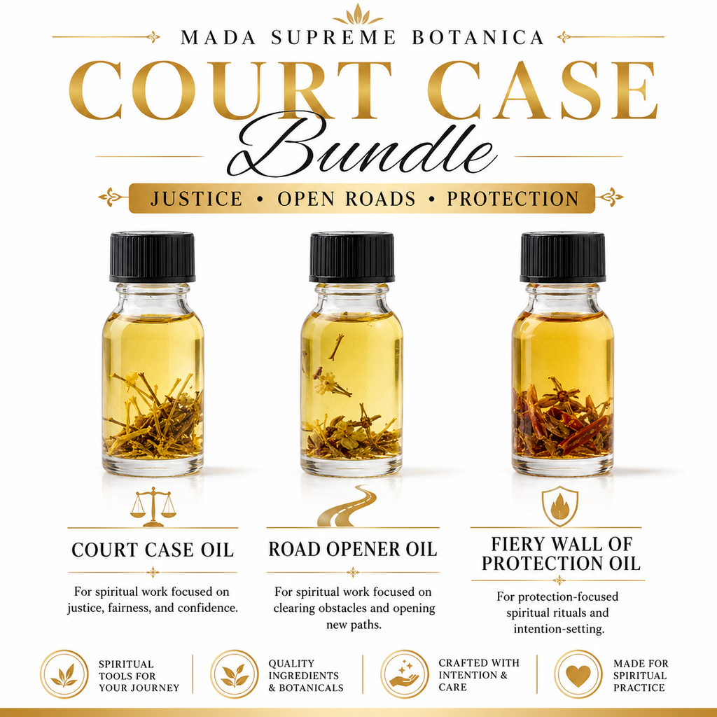 Court Case Oil, Ritual Oil Set, Protection Blend, 3 Glass Bottles with Black Caps