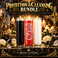 Protection & Cleansing Candle Bundle – Black Candle, Saint Michael Candle & White Candle – Mada Supreme Botanica