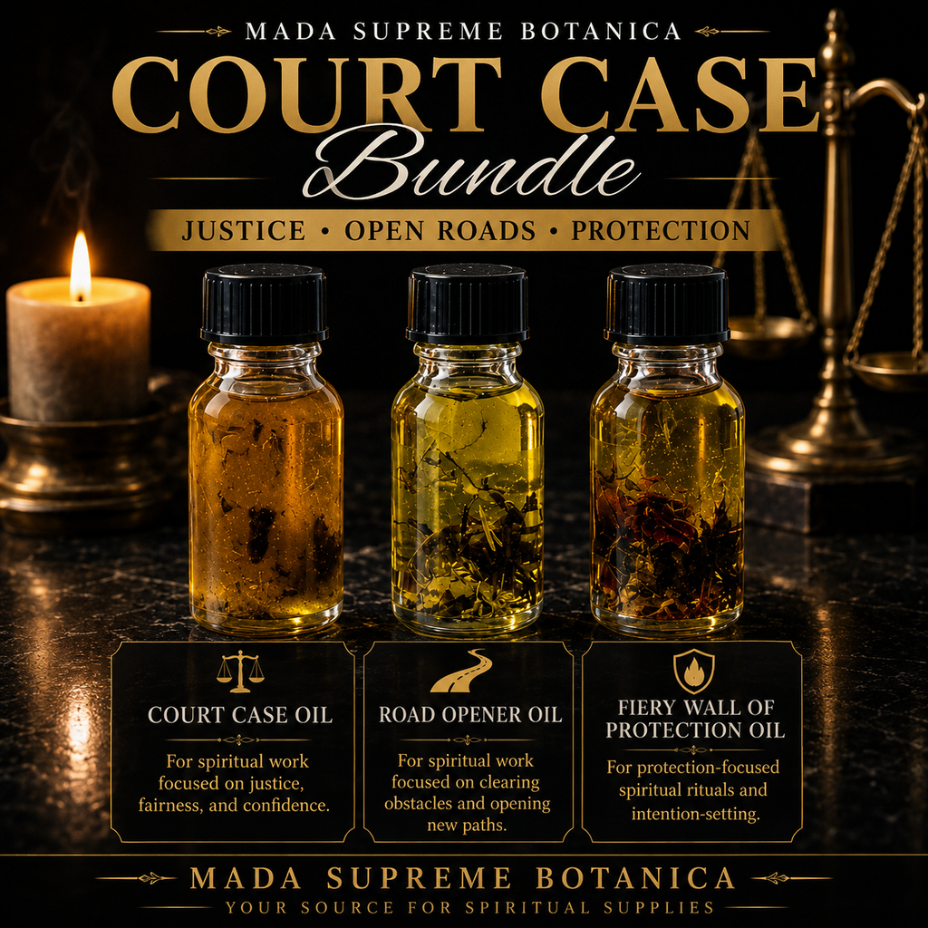 Court Case Oil, Ritual Oil Set, Protection Blend, 3 Glass Bottles with Black Caps
