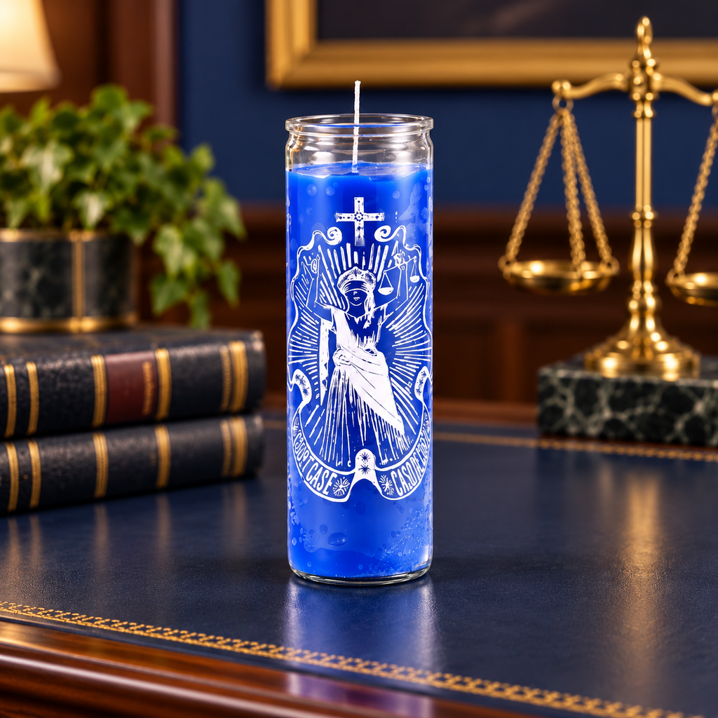 Court Case 7-Day Prayer Candle, Blue, Spiritual Justice and Legal Protection
