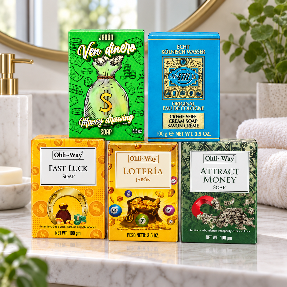 Money Attraction Spiritual Bundle – 5 Soaps