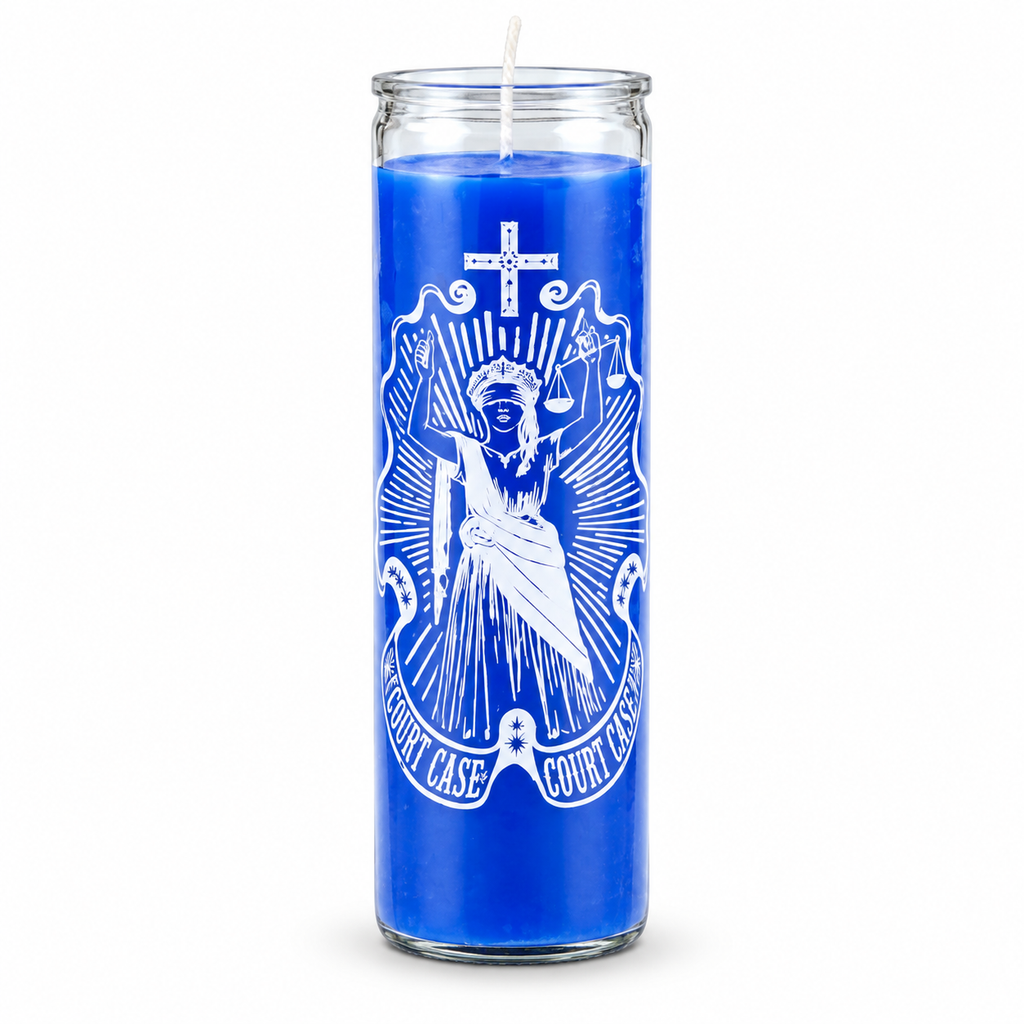 Court Case 7-Day Prayer Candle, Blue, Spiritual Justice and Legal Protection