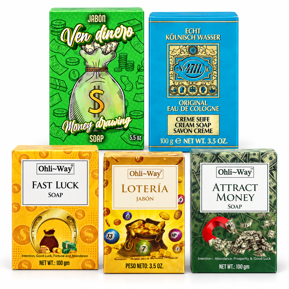 Money Attraction Spiritual Bundle – 5 Soaps
